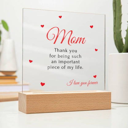 To My Mom | Square Acrylic Plaque