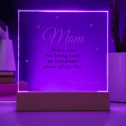 To My Mom | Square Acrylic Plaque